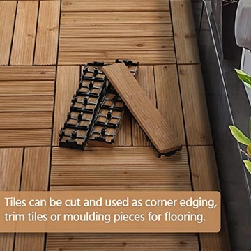 Yaheetech Interlocking Patio Deck Tiles - 27PCS Natural Wood  Flooring