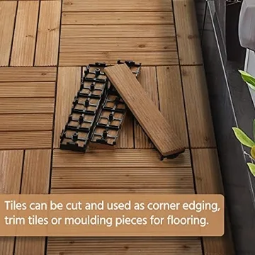 Yaheetech Interlocking Patio Deck Tiles - 27PCS Natural Wood  Flooring