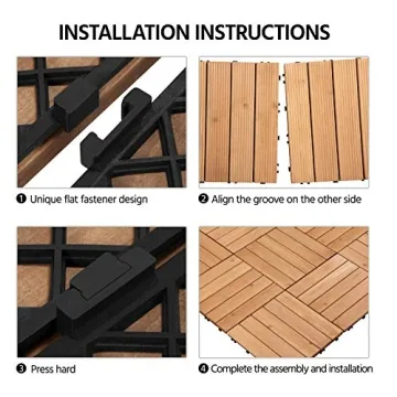 Yaheetech Interlocking Patio Deck Tiles - 27PCS Natural Wood  Flooring