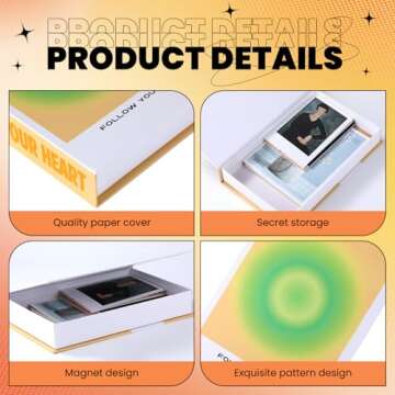 Pasimy Set of 4 Desk Decor Fake Books Decoration Hardcover Faux Book Storage Box with Magnetic Cover...