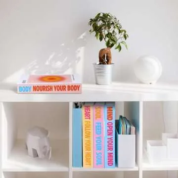 Pasimy Set of 4 Desk Decor Fake Books Decoration Hardcover Faux Book Storage Box with Magnetic Cover Decorative Books for Aesthetic Room Decor Coffee Home Office(Gradient Aura)