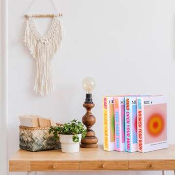 Pasimy Set of 4 Desk Decor Fake Books Decoration Hardcover Faux Book Storage Box with Magnetic Cover Decorative Books for Aesthetic Room Decor Coffee Home Office(Gradient Aura)