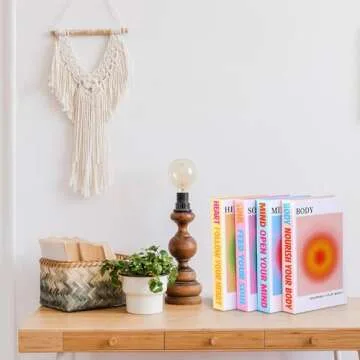 Pasimy Set of 4 Desk Decor Fake Books Decoration Hardcover Faux Book Storage Box with Magnetic Cover Decorative Books for Aesthetic Room Decor Coffee Home Office(Gradient Aura)