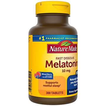 Nature Made Melatonin 10 mg Tablets, Fast Dissolve Sleep Aid, Naturally Helps You Fall Asleep Faster...