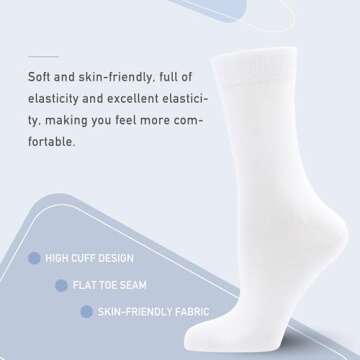 Women's Soft Thin Viscose Bamboo Crew Socks, Fit Stretchy Casual, Business, Dress Calf Sock 5 Pairs ...