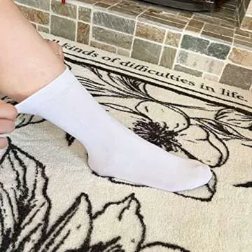 Women's Soft Thin Viscose Bamboo Crew Socks, Fit Stretchy Casual, Business, Dress Calf Sock 5 Pairs (US, Alpha, Medium, Regular, Regular, White)