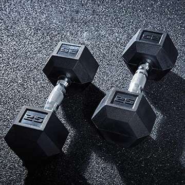 WF Athletic Supply Rubber Coated Solid Steel Cast-Iron Pair Dumbbells, Rubber Hex Dumbbells, Hex Weights Dumbbells for Muscle Toning, Full Body Workout, Home Gym Dumbbells, Pair
