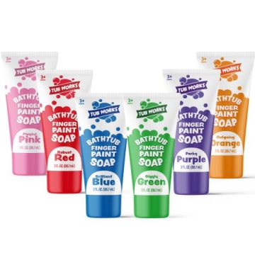 Tub Works® Bathtub Finger Paint Soap, Classic 6 Pack | Non-Toxic | Washable Bathtub Paint for Finge...