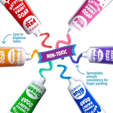 Tub Works® Bathtub Finger Paint Soap, Classic 6 Pack | Non-Toxic | Washable Bathtub Paint for Finger Painting on Tub Walls | Ideal Toddler Bath Toys for Creative Play | Easy to Clean, Fun Bath Paint