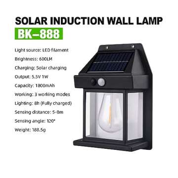 Leimezsty Solar-Tungsten Wall Light Outdoor 2023 Wireless Dusks to Dawns Motion-Sensor LED Wall Scon...