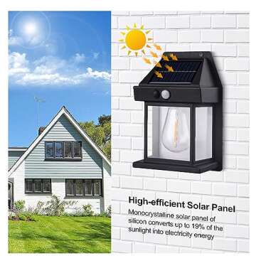 Leimezsty Solar-Tungsten Wall Light Outdoor 2023 Wireless Dusks to Dawns Motion-Sensor LED Wall Sconce IP65 Waterproof Solar Light Wall Mount Patio Fence Decorative