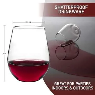 D'Eco Unbreakable 20 oz Wine Glasses (Set of 4) - 100% Tritan Reusable Shatterproof Clear Glassware - Perfect Cocktail Glasses for Hosting Parties - Wedding & Housewarming Gift Idea