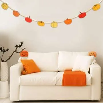 AKEROCK Fall Pumpkin Garland for Home Decor