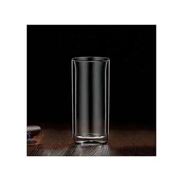 Sun's Tea Double Wall Insulated Glass Tumbler, 16oz (450ml) Highball Glass Cups for Beer, Lemonade, Iced Tea, Tropical Drink, Cocktail, Smoothie, Mojito and Mixed Drinks, Set of 2 - Collins Style