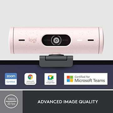 Logitech Brio 500 Full HD Webcam with Auto Light Correction,Show Mode, Dual Noise Reduction Mics, We...