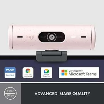 Logitech Brio 500 Full HD Webcam with Auto Light Correction,Show Mode, Dual Noise Reduction Mics, We...