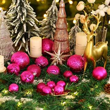 20ct Fuchsia Pink Shatterproof Christmas Ornaments for Holiday Elegance