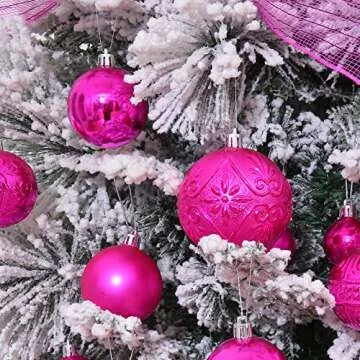 20ct Fuchsia Pink Shatterproof Christmas Ornaments for Holiday Elegance