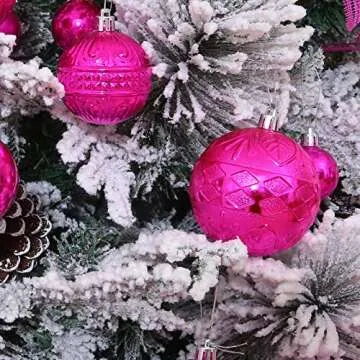 20ct Fuchsia Pink Shatterproof Christmas Ornaments for Holiday Elegance