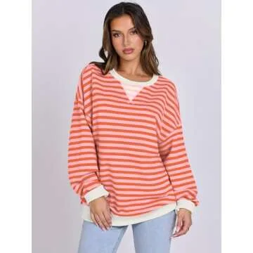 ANRABESS Women Striped Oversized Sweatshirt - Cozy Fashion Essential for 2025 Fall