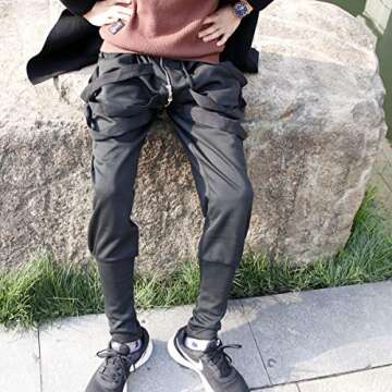 Low Crotch Joggers Harem Pants Stylish Hip Hop Drawstring Slim Fit Sweatpants Trousers (US, Alpha, Large, Regular, Regular, Black(Tapered))