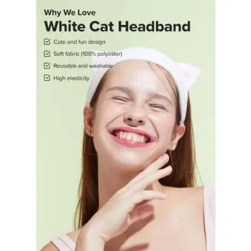 I DEW CARE Face Wash Headband - White Cat | Adorable Design, Perfect for Washing & Cleansing, Makeup...