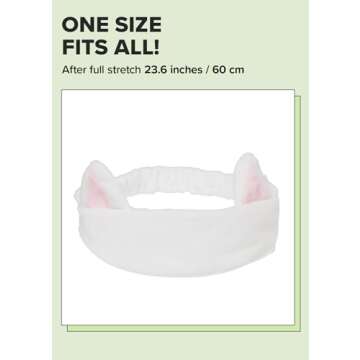 I DEW CARE Face Wash Headband - White Cat | Adorable Design, Perfect for Washing & Cleansing, Makeup and Spa, Bath, Skincare, Quick Dry, Soft & Fuzzy, Non Slip, Reusable, Teen Girls Stuff