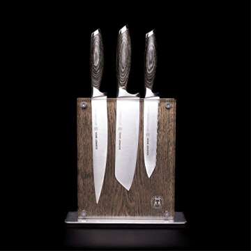 Schmidt Brothers - Bonded Ash 7-Piece Kitchen Knife Set, High-Carbon German Stainless Steel Cutlery,...
