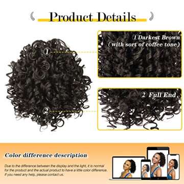 PEACOCO Drawstring Ponytail Afro Kinky Curly Ponytails for Black Women, 6 Inch African American Pony...