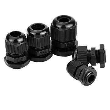 eoocvt 25 Pcs Waterproof Adjustable Cable Glands - PG7, PG9, PG11, PG13.5, PG16
