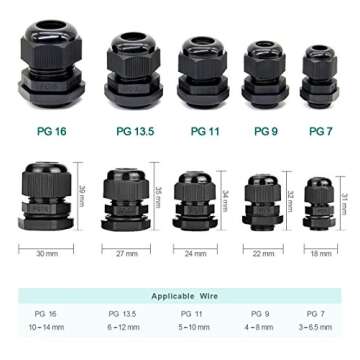 25 Pcs Waterproof Adjustable Cable Glands - eoocvt