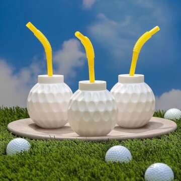 Fun Express Set of 12 Golf Ball Cups with Straw Lids For Kids