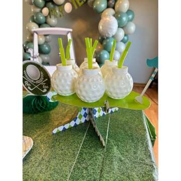 Fun Express Set of 12 Golf Ball Cups with Straw Lids For Kids