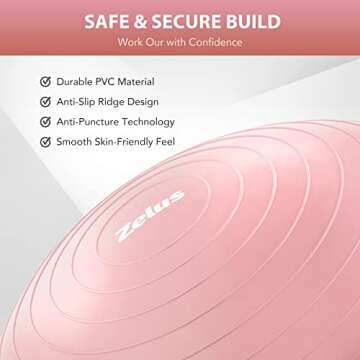 ZELUS Balance Ball Trainer with Resistance Bands and Foot Pump, Inflatable Yoga Ball for Home Gym Workouts, 23 Inch Exercise Half Ball for Balance Training Core Strength Fitness More, 330lb Cap