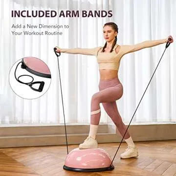 ZELUS Balance Ball Trainer with Resistance Bands and Foot Pump, Inflatable Yoga Ball for Home Gym Workouts, 23 Inch Exercise Half Ball for Balance Training Core Strength Fitness More, 330lb Cap