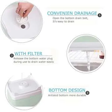 Collapsible Wash Basin 9L, Foldable Dish Tub with Drain Plug, Portable Collapsible Dish Basin, Camping Sink for Washing Dishes, Laundry & Kitchen Use (Green)