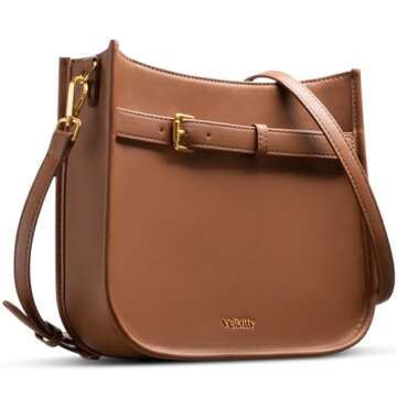 Vulkitty Women's Shoulder Bag Handbags Soft Leather Hobo Crossbody Bag Shoulder Purse for Women with Adjustable Strap, Brown