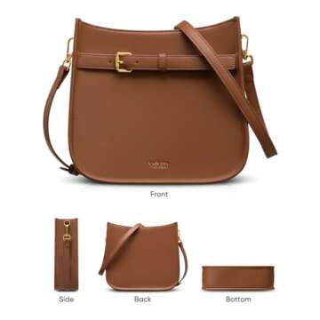 Vulkitty Women's Shoulder Bag Handbags Soft Leather Hobo Crossbody Bag Shoulder Purse for Women with Adjustable Strap, Brown