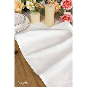 Letjolt White Table Runner 72 Inches Long Shabby Chic Ruffled Table Runner Farmhouse Table Decor Rus...