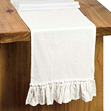 Letjolt White Table Runner 72 Inches Long Shabby Chic Ruffled Table Runner Farmhouse Table Decor Rustic Home Table Decoration for Baby Shower Bride Shower