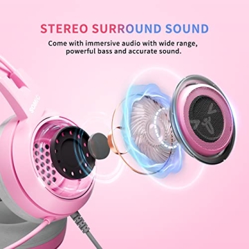 Pink Cat Ear Gaming Headset with Mic for PS4 Xbox PC Mobile