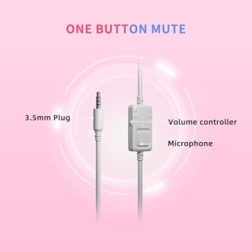 Pink Cat Ear Gaming Headset with Mic for PS4 Xbox PC Mobile