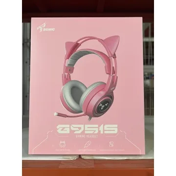 Pink Cat Ear Gaming Headset with Mic for PS4 Xbox PC Mobile