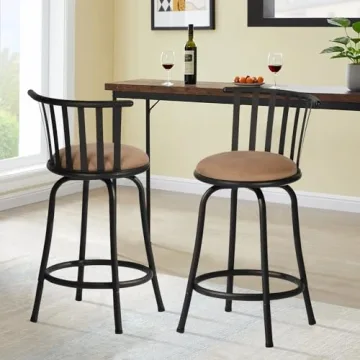 Rustic Elegance Swivel Barstools Set - Comfort & Style for Kitchen & Pub