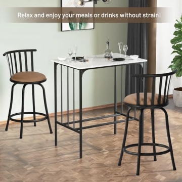 Rustic Elegance Swivel Barstools Set for Kitchen & Pub