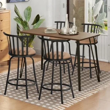 Rustic Elegance Swivel Barstools Set for Kitchen & Pub