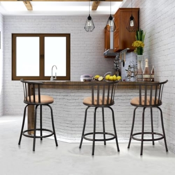 Rustic Elegance Swivel Barstools Set for Kitchen & Pub