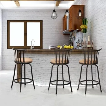 Rustic Elegance Swivel Barstools Set for Kitchen & Pub