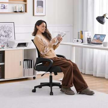 Yaheetech Office Chair Ergonomic Computer Chair Mid Back Adjustable Desk Chair with Lumbar Support A...