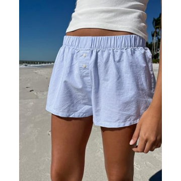 Trendy Argeousgor Gingham Boxer Shorts for Women